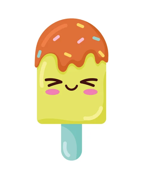 Lemon Ice Cream Kawaii Sweet Character — Stock Vector