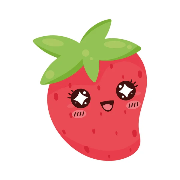 Fraise Kawaii Fruit Caractère Comique — Image vectorielle