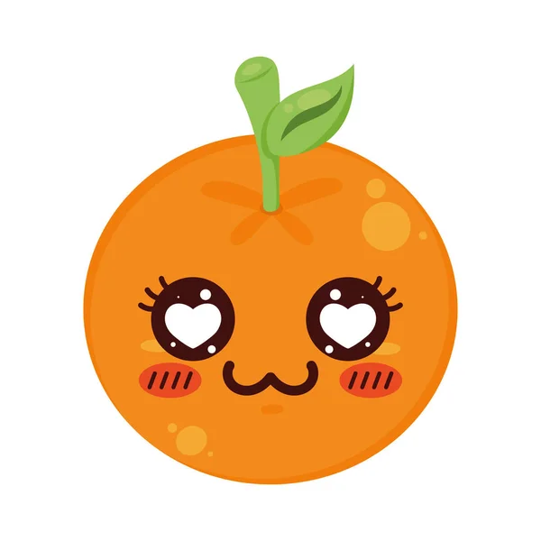 Oranje Kawaii Fruit Komisch Karakter — Stockvector