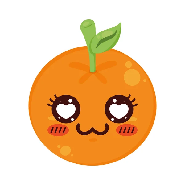 Laranja Kawaii Fruta Personagem Cômico — Vetor de Stock