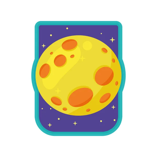 Yellow Planet Space Outer Sticker Icon — Stock Vector