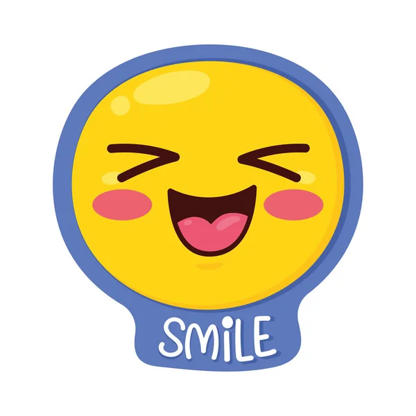 Sorriso Emoticon Rosto Adesivo Positivo — Vetor de Stock