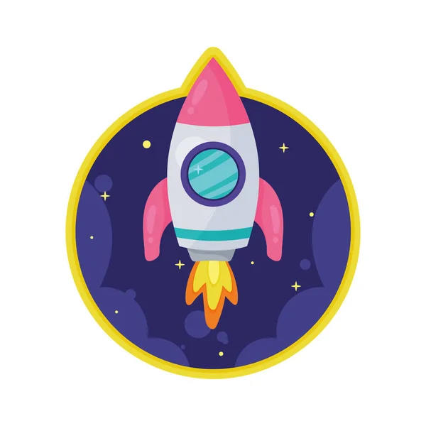 Rocket Space Outer Sticker Icon — Stock Vector