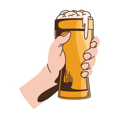 Bira bardağı ikonuyla el.