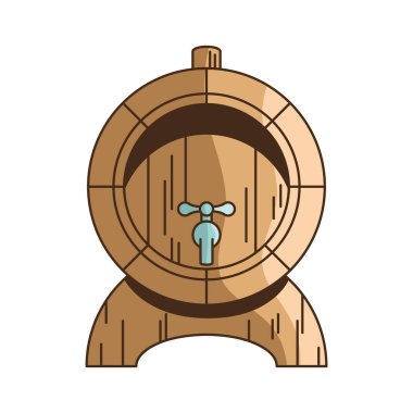 Musluk ikonlu tahta bira fıçısı.