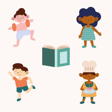 dört küçük çocuk karakter grubu