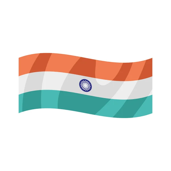 Indiase Vlag Zwaaien Embleem Pictogram — Stockvector