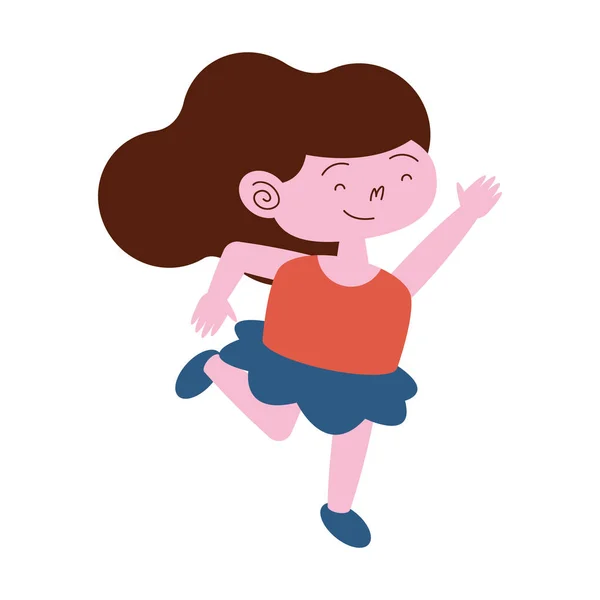 Petite Fille Courir Caractère Heureux — Image vectorielle