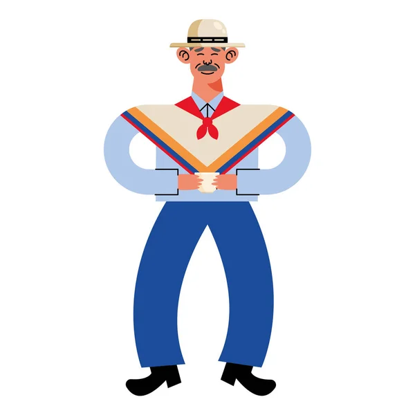 Colombian Male Farmer Standing Character — Stock Vector