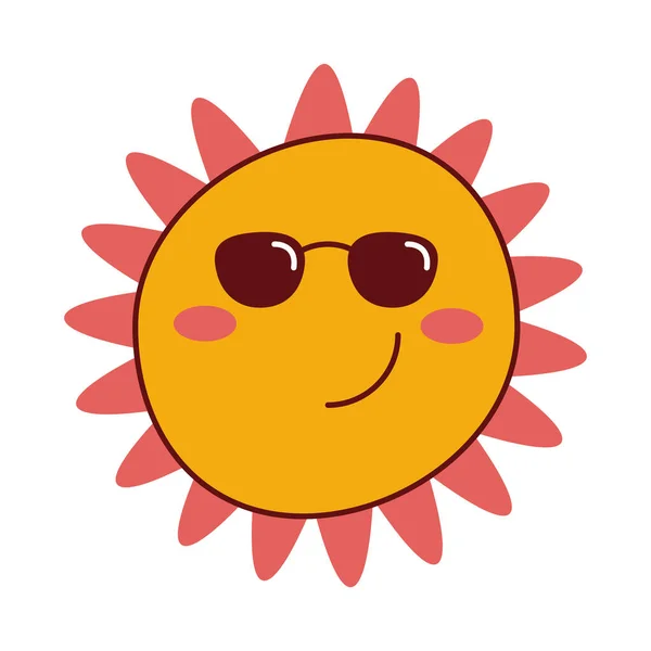 Sonne Mit Sonnenbrille Comicfigur — Stockvektor