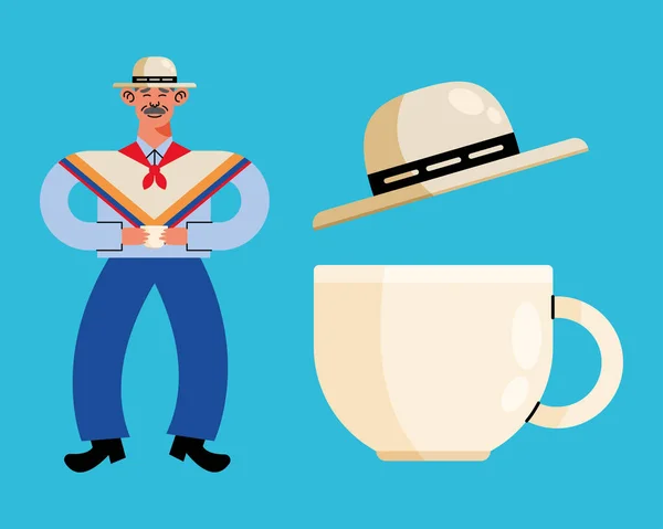 Colombian Farmer Man Coffee Character — Stock Vector