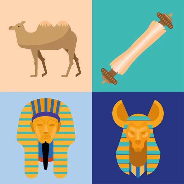 Τέσσερις Αιγυπτιακή Κουλτούρα Σύνολο Εικόνων — Διανυσματικό Αρχείο