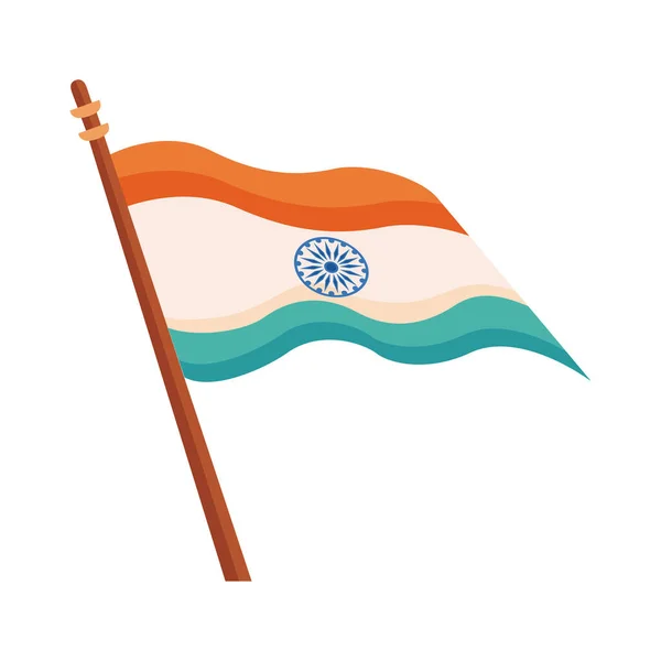 Bandera India Ondeando Poste — Vector de stock
