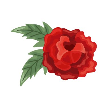 kırmızı gül çiçeği ve yaprak simgesi