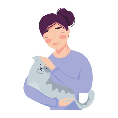 Kedi aşk karakterleri taşıyan kadın.