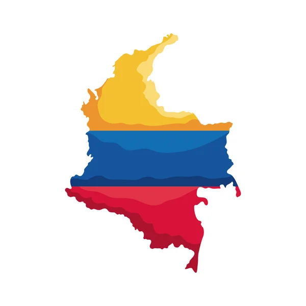 Bandeira Colombiana Ícone Mapa — Vetor de Stock