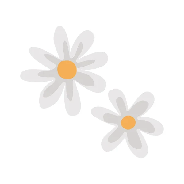 White Flowers Garden Nature Icon — Stock Vector