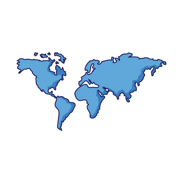 Blue World Map Silhouette Icon — Stock Vector