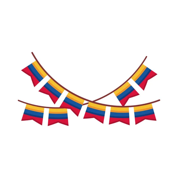 Bandera Colombiana Icono Guirnaldas — Vector de stock