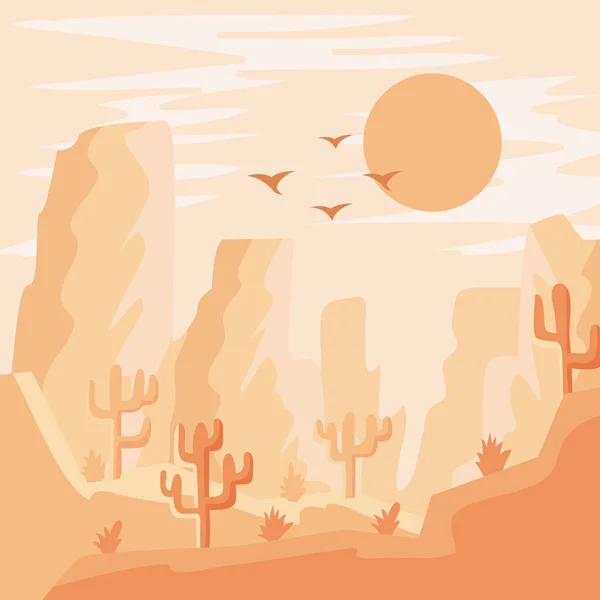 Desierto Seco Paisaje Naturaleza Escena — Vector de stock