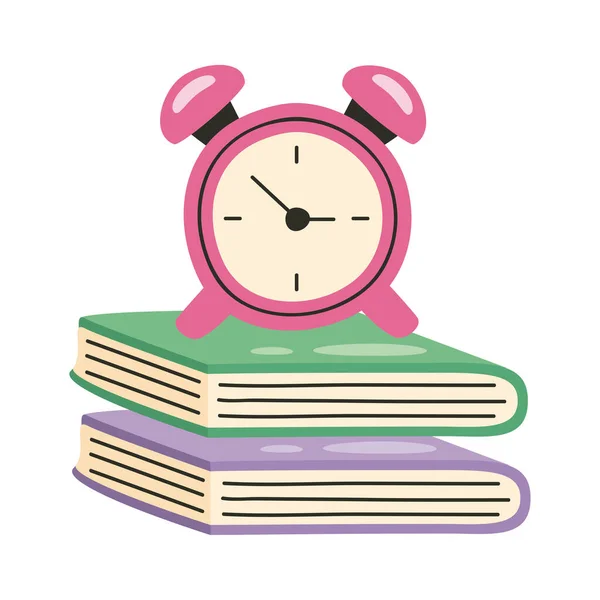 Kitaplardaki Alarm Saati Simgesi — Stok Vektör