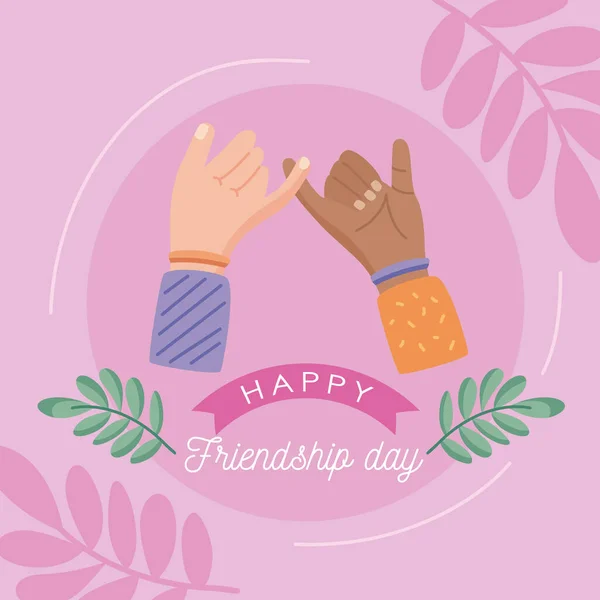 Happy Friendship Day Lettering Hands - Stok Vektor