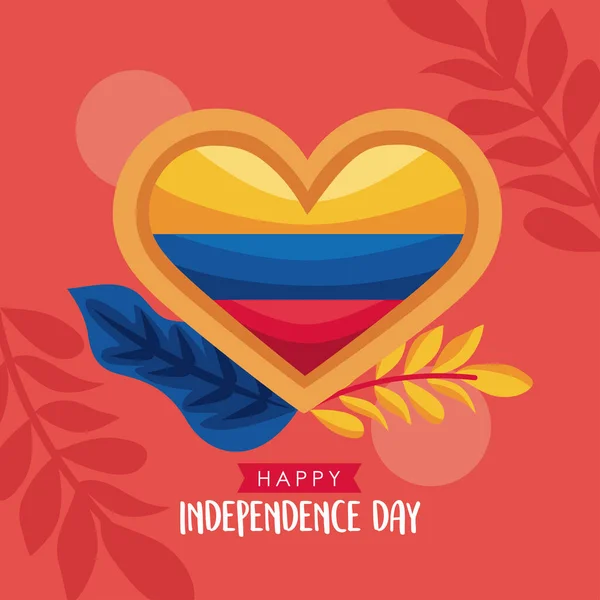 Plantilla Letras Día Independencia Colombia Con Bandera — Archivo Imágenes Vectoriales