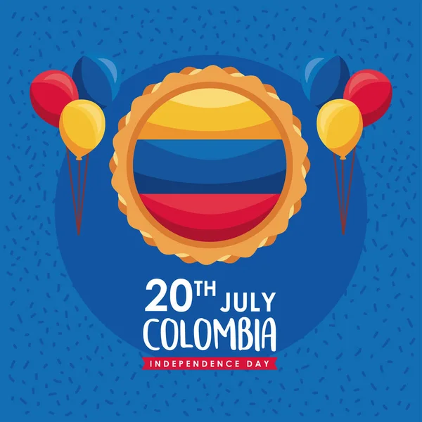Kolombiya Nın Bağımsızlık Günü Bayrak Ile Yazılıyor — Stok Vektör