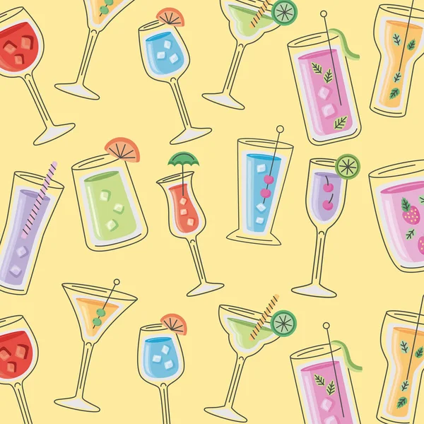 Cocktails Drankjes Patroon Achtergrond — Stockvector