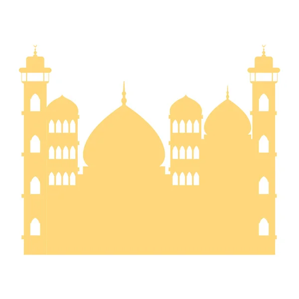 Žlutá Mešita Chrám Silueta Ikona — Stockový vektor