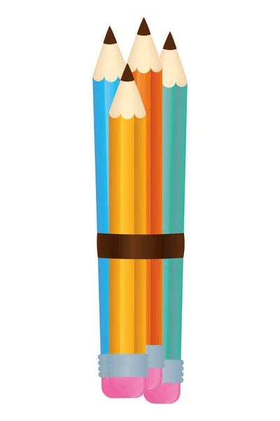 Kolory Ołówki Dostaw Ikona Szkoły — Wektor stockowy