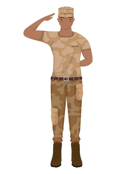 Afro Militärischen Soldaten Professionellen Charakter — Stockvektor