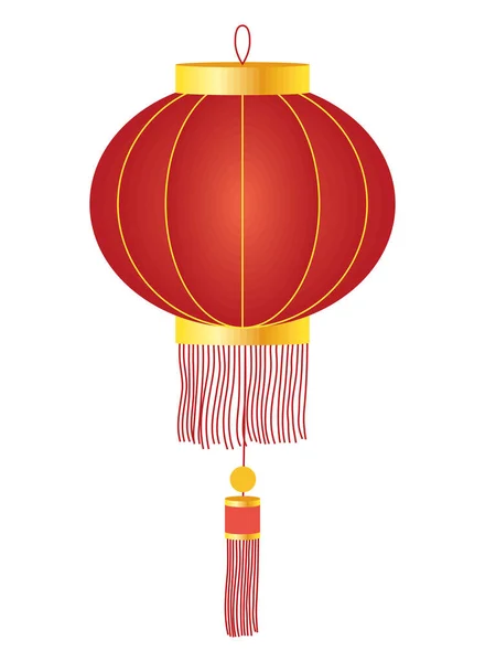 Piros Kínai Lámpa Lógó Dekoráció — Stock Vector