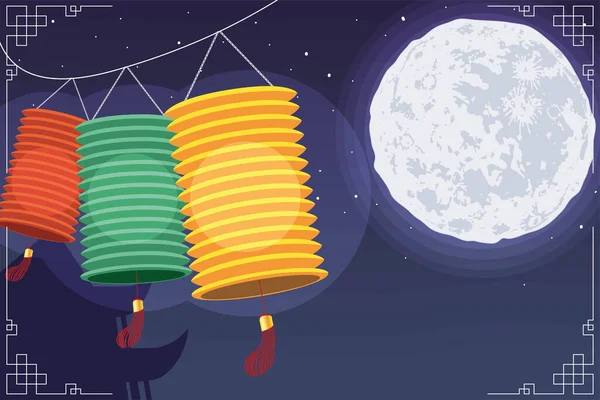 装飾付きのポスター中国の月祭り — ストックベクタ