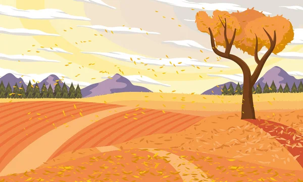 Herbst Feld Landschaft Saisonale Szene — Stockvektor