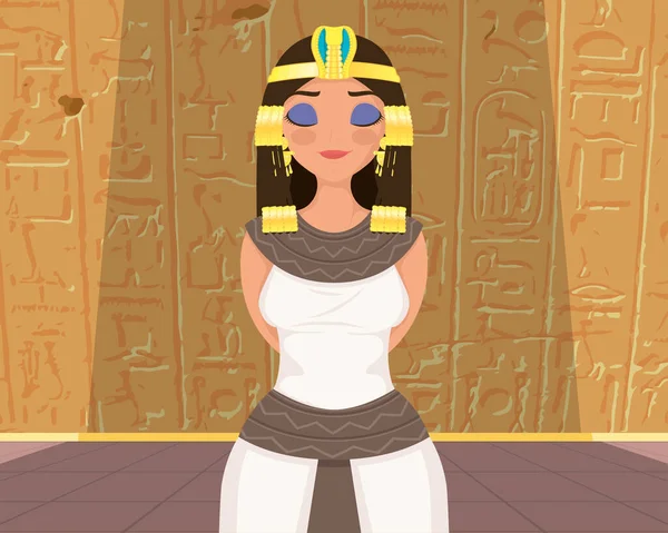 Cleopatra Egipcia Reina Personaje Escena — Vector de stock