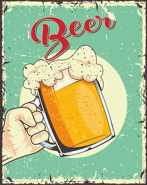 Bière Affiche Antique Avec Pot — Image vectorielle