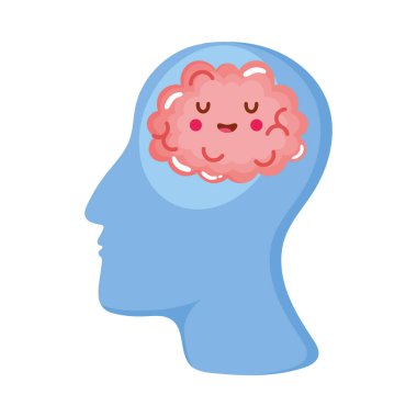 Profil Kawaii karakterindeki beyin