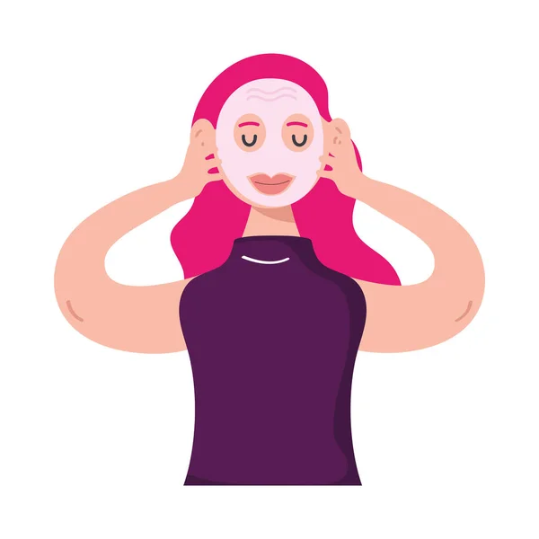 Femme Avec Masque Facial Caractère — Image vectorielle