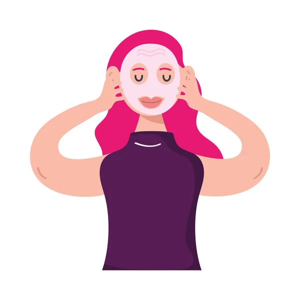 Mujer Con Carácter Máscara Facial — Vector de stock