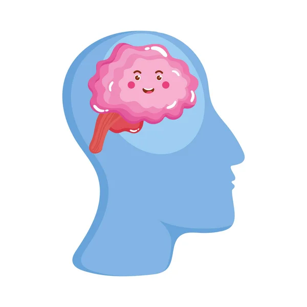 Kawaii Beyni Profil Karakteri — Stok Vektör