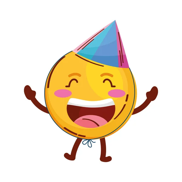 Šťastný Emotikon Oslavující Party Charakter — Stockový vektor