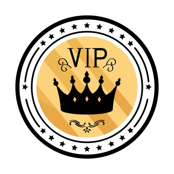 Selo Vip Dourado Com Coroa — Vetor de Stock
