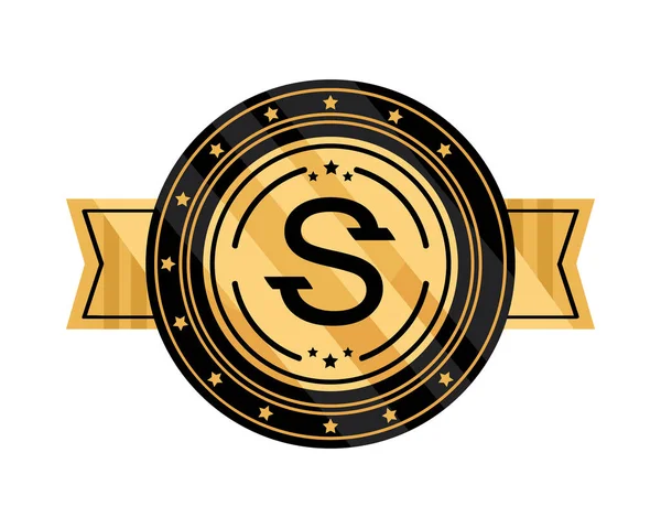 Goldenes Emblem Und Schleifenrahmen — Stockvektor