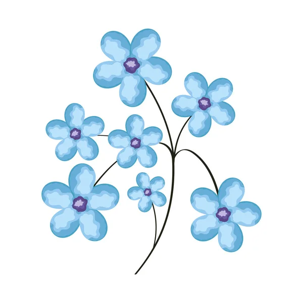 Blå Blommor Trädgård Dekorativ Ikon — Stock vektor
