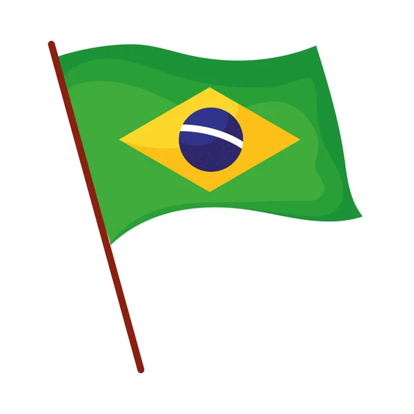 Drapeau Brésilien Dans Icône Pôle — Image vectorielle