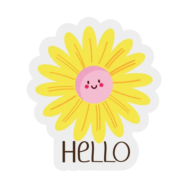 Merhaba Çiçek Etiketi Pozitif Mesaj — Stok Vektör