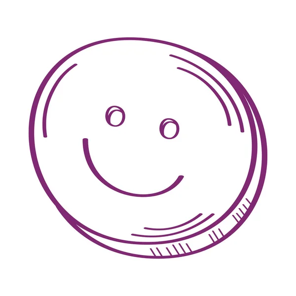 Glimlach Gezicht Emoticon Doodle Stijl — Stockvector