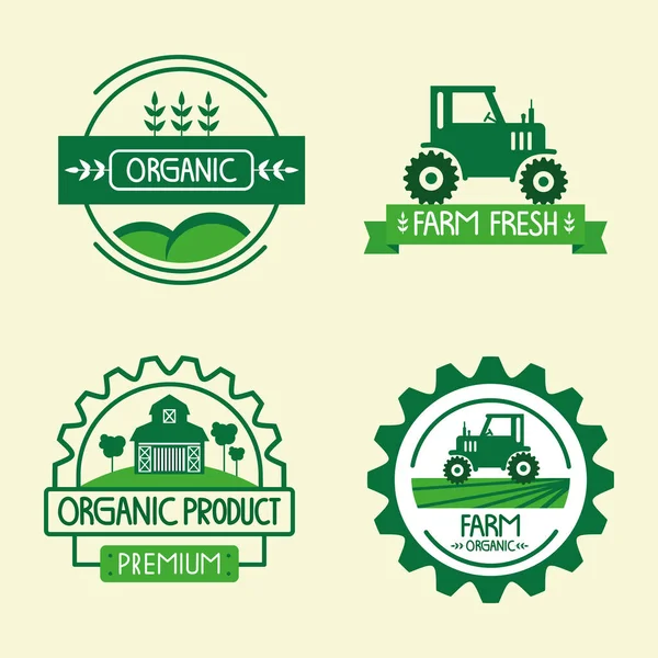 Cuatro Productos Agrícolas Set Sellos — Vector de stock