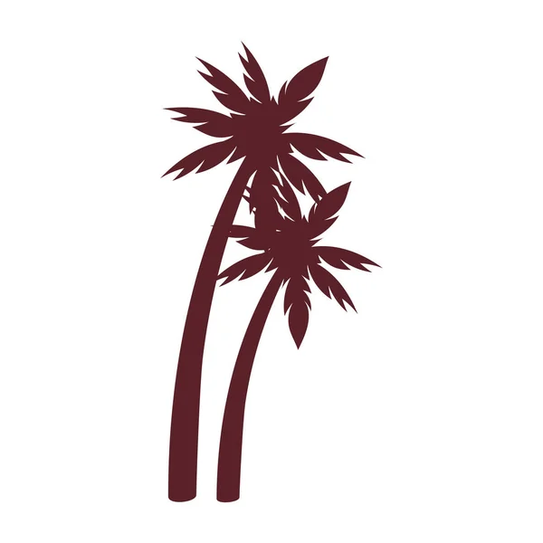 Bomen Palmen Silhouetten Geïsoleerde Pictogram — Stockvector
